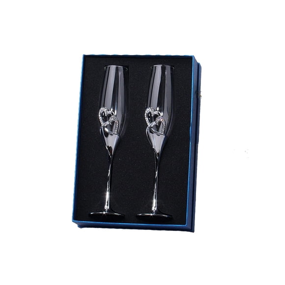 Crystal inlaid tall champagne glasses 2pcs gift box with and diamonds