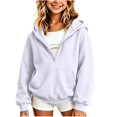 thumbnail image 3 of akafmk Girls Half Zip Hoodie Sweatshirt Long Sleeve Pullover Sweatshirts with Pocket Solid Color Casual Hooded Top Versatile Fall Clothes, Size 9-10 Years, 3 of 6