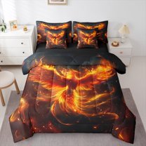 Castle Fairy Mythology Phoenix Twin Bedding Sets,Flame Bird Bedding Comforter Set
