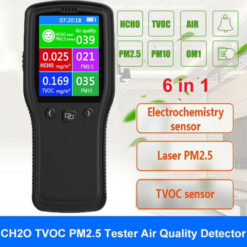 8In1 Air Quality Monitor PM2.5 PM10 Formaldehyde HCHO TVOC LCD Digital Detector 