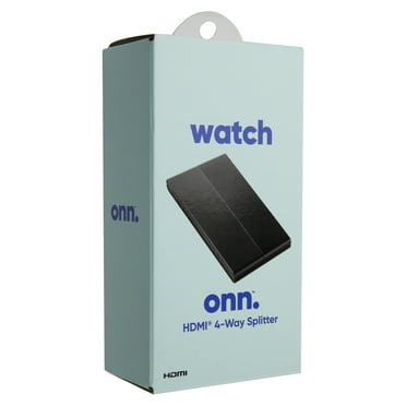 onn. 4-Port High Speed 4K HDMI Splitter For HDTVs Monitors and Projectors, Black