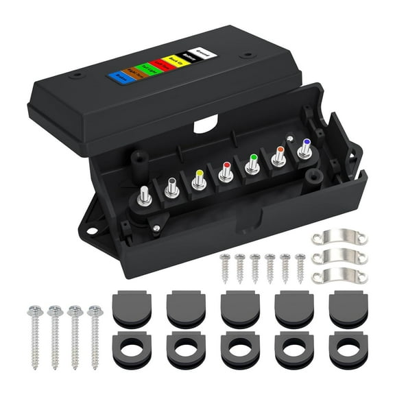 Dickly 7 Way Trailer Wiring Junction Box 7 Pin Trailer Wiring Box High Efficiency Quick Identification Color Coded for Trailers
