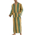 thumbnail image 2 of CAMISAS DE NOCHE RAYADAS INSPIRE CHIC PARA HOMBRES, CON CUELLO EN V, MANGAS LARGAS, PIJAMAS, ROPA DE NOCHE, TAMAÑO 2XL, NARANJA Y VERDE, 2 of 4
