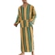 thumbnail image 2 of CAMISAS DE NOCHE RAYADAS INSPIRE CHIC para hombres, pijamas de manga larga con cuello en V, ropa de noche, naranja y verde, 2 of 4