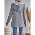 thumbnail image 5 of Women'S Wavy Textured Hooded Jacket Solid Color Patchwork Casual Loose Fit Zip-Up Gray L, 5 of 8