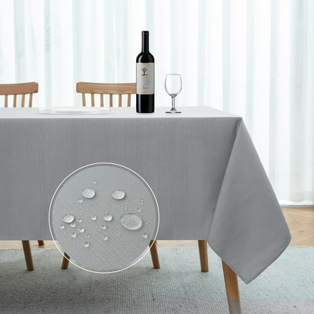 

XIACOCO-Jacquard Rectangle Tablecloth - Geometric Line Damask Table Covers Waterproof Stain Resistant Washable Polyester Table Cloths For Indoor & Outdoor(60 X 144 Inch Light Grey)
