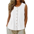thumbnail image 6 of Fewfanhot Women's Tops, Tees & Blouses Tank Tops Casual Scoop Neck Button Summer Button-up Cotton Beach Sleeveless Tops, 6 of 9