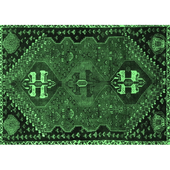 Ahgly Company Indoor Rectangle Persian Emerald Green Traditional Area Rugs, 6' x 9'