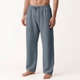 thumbnail image 2 of WOLIAUO Mens Linen Pants Summer Beach Pants Casual Loose Fit with Waist Drawstring Lightweight Vacation Clothing (5XL Dark Gray), 2 of 6