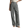 thumbnail image 4 of CFLVAEK Work Pants for Women Pleated Business Casual Straight Leg Trousers Solid Color High Waisted Dressy Trousers with Pockets Dark Gray L, 4 of 9