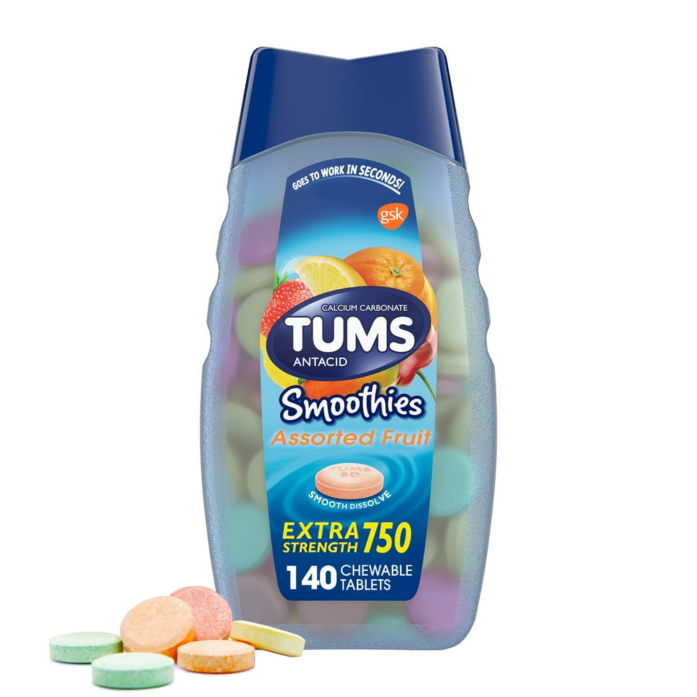 Tums Smoothies Extra Strength Heartburn Relief Chewable Tablets, Fruit