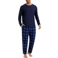 thumbnail image 4 of INSPIRAR CHIC Conjunto de Pijamas de Dos Piezas para Hombre, de Manga Larga, Color Sólido, Patrón de Cuadros, Azul Oscuro, 4 of 5
