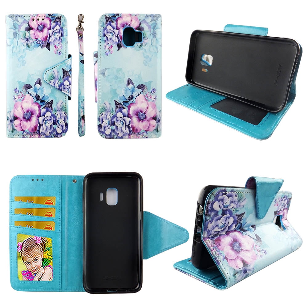 Flower on Blue Wallet Case for Samsung Galaxy J2 / J2 Core / J2 Pure