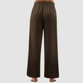 thumbnail image 5 of Mepaouo Women's Wide Leg Striped Pants Casual Drawstring Elastic Low Rise Pajama Pants(Coffee,L), 5 of 7