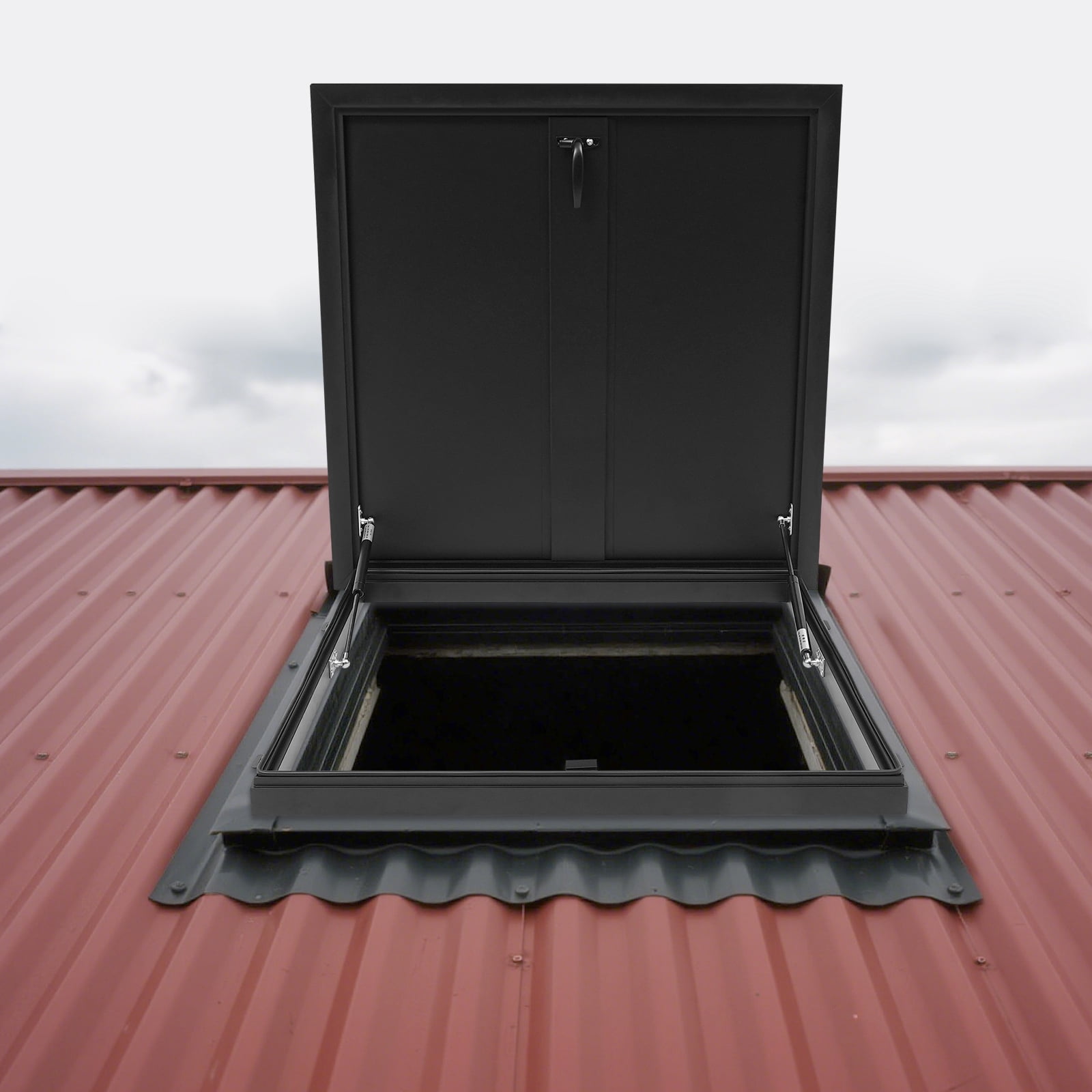 Durable Roof Hatch, 75x75cm High-Temp Baked Paint, Rounded Edges & Quiet Closing, Suitable for Office Buildings/Retail Stores