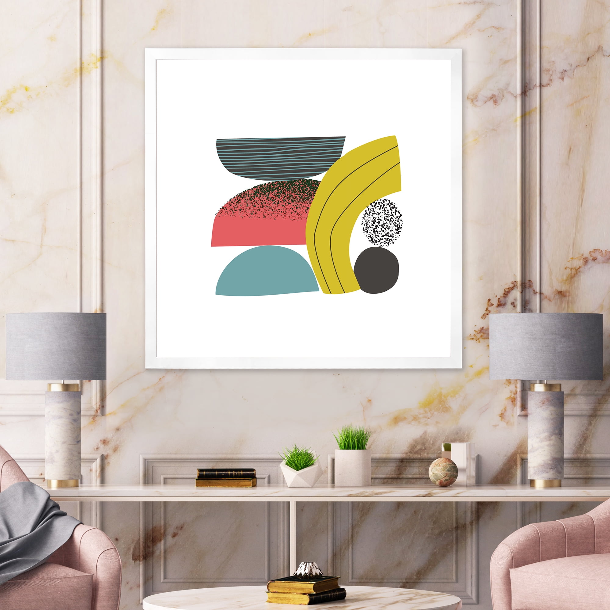 Designart 'Abstract Colorful Geometric Art Collage II' Modern Framed Art Print