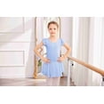 thumbnail image 3 of Arshiner Girls Shiny Ruffle Sleeve Ballet Leotard with Skirt Criss-Cross Back Dance Dresses,5-6Y,Blue, 3 of 9
