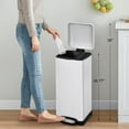 thumbnail image 7 of HELLONE 8 Gallon Bathroom Step Trash Can, 30-Liter Square Stainless Steel Foot Pedal Garbage Can with Soft-Close Lid for Kitchen, with Removable Inner Bucket, White, 7 of 7