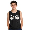 thumbnail image 5 of Funny Cartoon Face Graphic Tank Top for Boys Kids, Playful Black Sleeveless Shirt for Youth, Stretchy Summer Muscle Tee,Size 6 T, 5 of 6