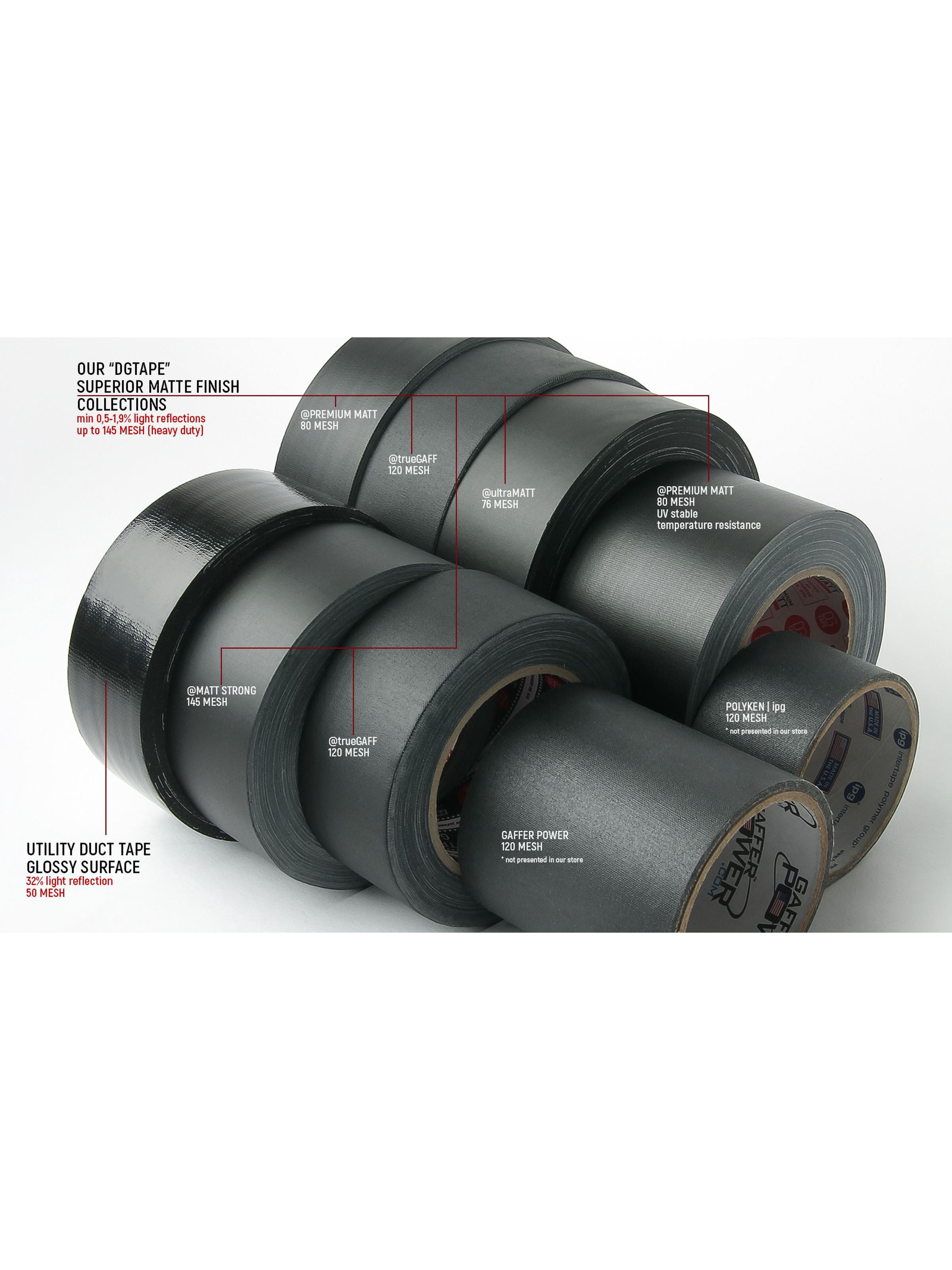 Strong Holding Power 2 inch x 30 ya - Black Hybrid Gaffer Tape + Duct Style Matte Surface 12 mil - Heavy Duty USA Brand DGTAPE | Outdoor UV Stable Resistance