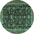thumbnail image 1 of Ahgly Company Machine Washable Indoor Round Persian Turquoise Blue Traditional Area Rugs, 8' Round, 1 of 4