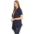 thumbnail image 2 of Women's Jersey Short Sleeve Solid Open Front Draped Casual Work Office Wear Cardigan (S-3XL), 2 of 5