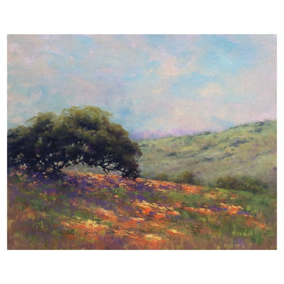 Masterpiece Art Gallery Colorful Poppy Hillside Landscape by Alice Weil Canvas Art Print 22" x 28"
