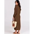 thumbnail image 6 of Women Sweater Dress Long Sleeve Button V Neck Oversized Casual Loose Fall Waffle Knit Long Dress, 6 of 8