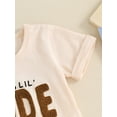 thumbnail image 6 of Niusricy Toddler Boys Summer Outfits 3M 6M 12M 18M 2T 3T Kids Crew Neck T-Shirts Fuzzy Letter Embroidered Short Sleeve Tops Elastic Waist Shorts Infanhion 2Pcs Clothes Set for Daily Vacation, 6 of 8