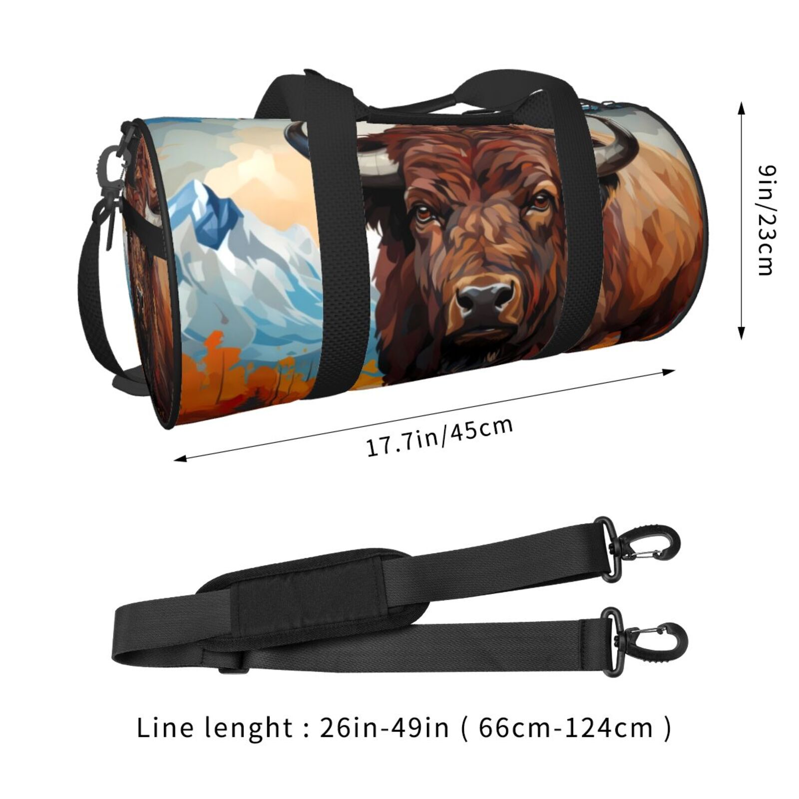 Vsdgher Oil Painting Style Iceberg Yak 45L Foldable Duffel Bag, Sports Gym Bag,Overnight Bag, Portable Weekender Bag for Airplanes