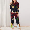 thumbnail image 3 of Kll Merry Christmas Elk Print Women'S Long Sleeve Pajamas With Pants Sleepwear Loungewear 2 Set-Medium, 3 of 9