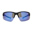 thumbnail image 2 of Mens 90s Color Mirror Classic Baseball Halfrim Sport Sunglasses Black Blue Mirror, 2 of 4