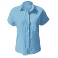 thumbnail image 4 of QLEICOM Womens Casual Tops, Plus Size Summer Shirt, Fashion Solid Color Cotton And Linen Button Blouse, Short Sleeve Lapel Blouses and Button-Down Shirts for Women Light blue XXL, 4 of 7