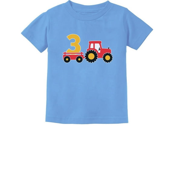 Tstars Boys 3rd Birthday Construction T-shirt - Toddler's Perfect Gift - Birthday Party Graphic Tee - Celebrate Three Years with Fun Tractor Print - Durable Kids Shirt - Truck-Themed Birthday Apparel