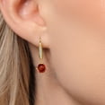 thumbnail image 3 of Gem Stone King 10K Yellow Gold Red Garnet and Lab Grown Diamond Earrings for Women | 2.52 Cttw | Gemstone January Birthstone | Round 6.5MM, 3 of 6