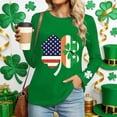 thumbnail image 3 of Craaazy Women's Casual St. Patrick's Day Long Sleeve Crewneck Loose Green Theme T-Shirts Gifts, 3 of 5