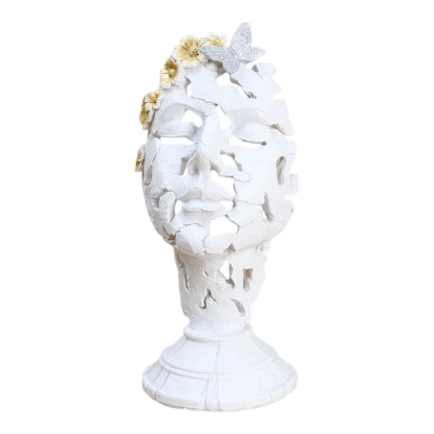 Figura de rostro humano, estatua, decoración del hogar, adorno creativo de mesa abstracto Blanco