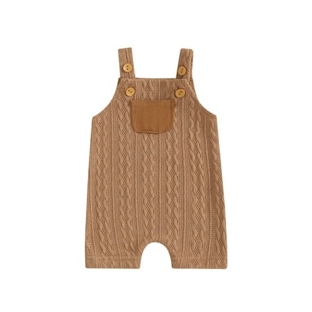 

Qtinghua Newborn Infant Baby Girl Boy Romper Buttons Straps Sleeveless Jumpsuits Bodysuits Summer Casual Clothes