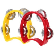 Qiysamall 2Pcs Handheld Tambourine Double Row Tambourine Musical Rhythm Instruments