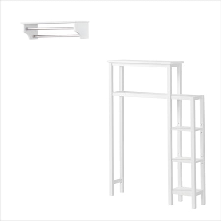Dover Over Toilet Organizer with Side Shelving, Bathroom Shelf with 2 Towel Rods