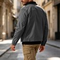 thumbnail image 5 of Men's Full Zip Jackets Fashion Patchwork Lapel Collar Coat Fall Long Sleeve No Hood Outerwear with Zip Pockets, 5 of 8