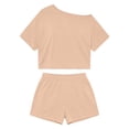 thumbnail image 7 of Sheghy 2 Piece Sets for Women Plus Size Women Solid Off Shoulder Loungewear Set Short Sleeve Top & Shorts 2 Piece Summer Daily Commuter Outfit, 7 of 7