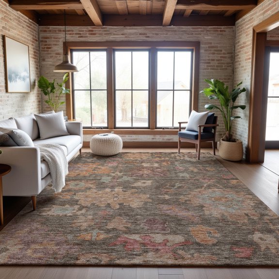 Addison Rugs Mayfield Premium Machine Washable Traditional Global Brown Rectangle Rug, 9' x 12'