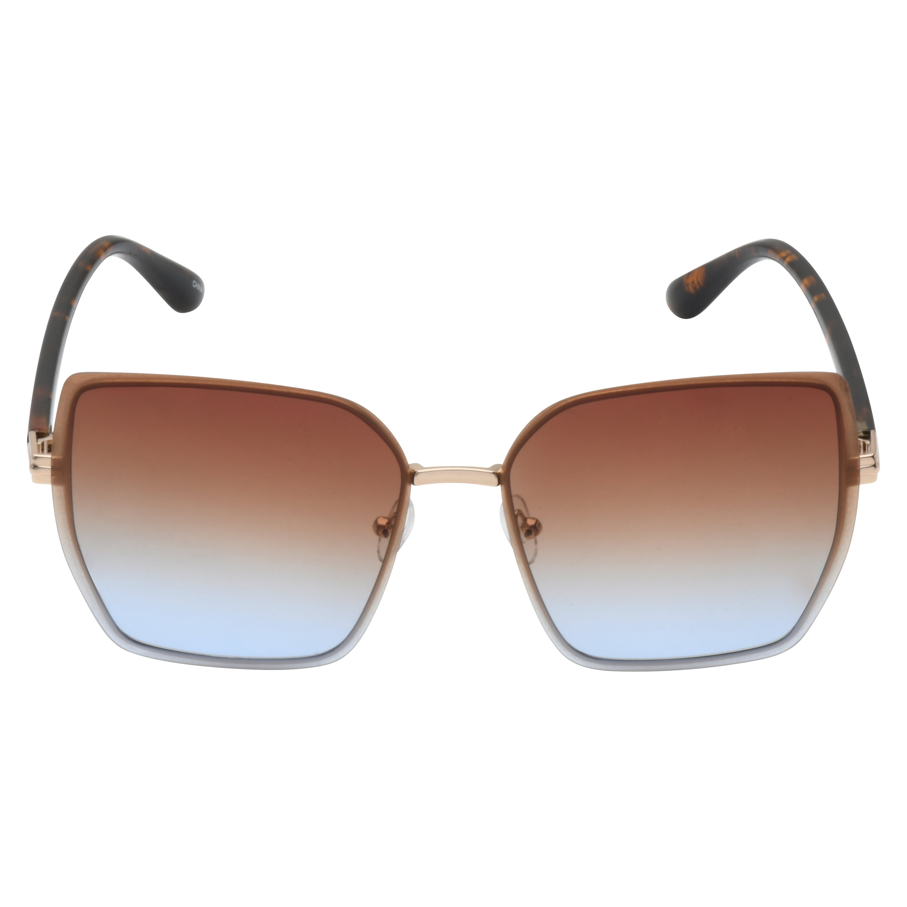 Martha Stewart Women's MS180 Geometric Metal UVA and UVB Protective Square Cat Eye Fashion Sunglasses, 56mm