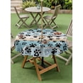 thumbnail image 5 of Outdoor Tablecloth with Umbrella Hole Zipper Blue Beige Paw Print Round Tablecloth 60" Waterproof Outside Table Cloth Vintage Farmhouse Country Wood Grain Patio Table Cover Tablecloths for Picnic, 5 of 8