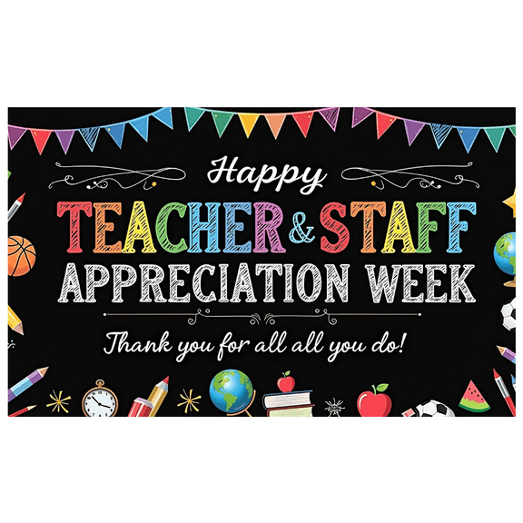 Polyester Material Teacher Banner Colorful Design Staff Appreciation Week for School Events Classroom Decor Teacher Celebration
