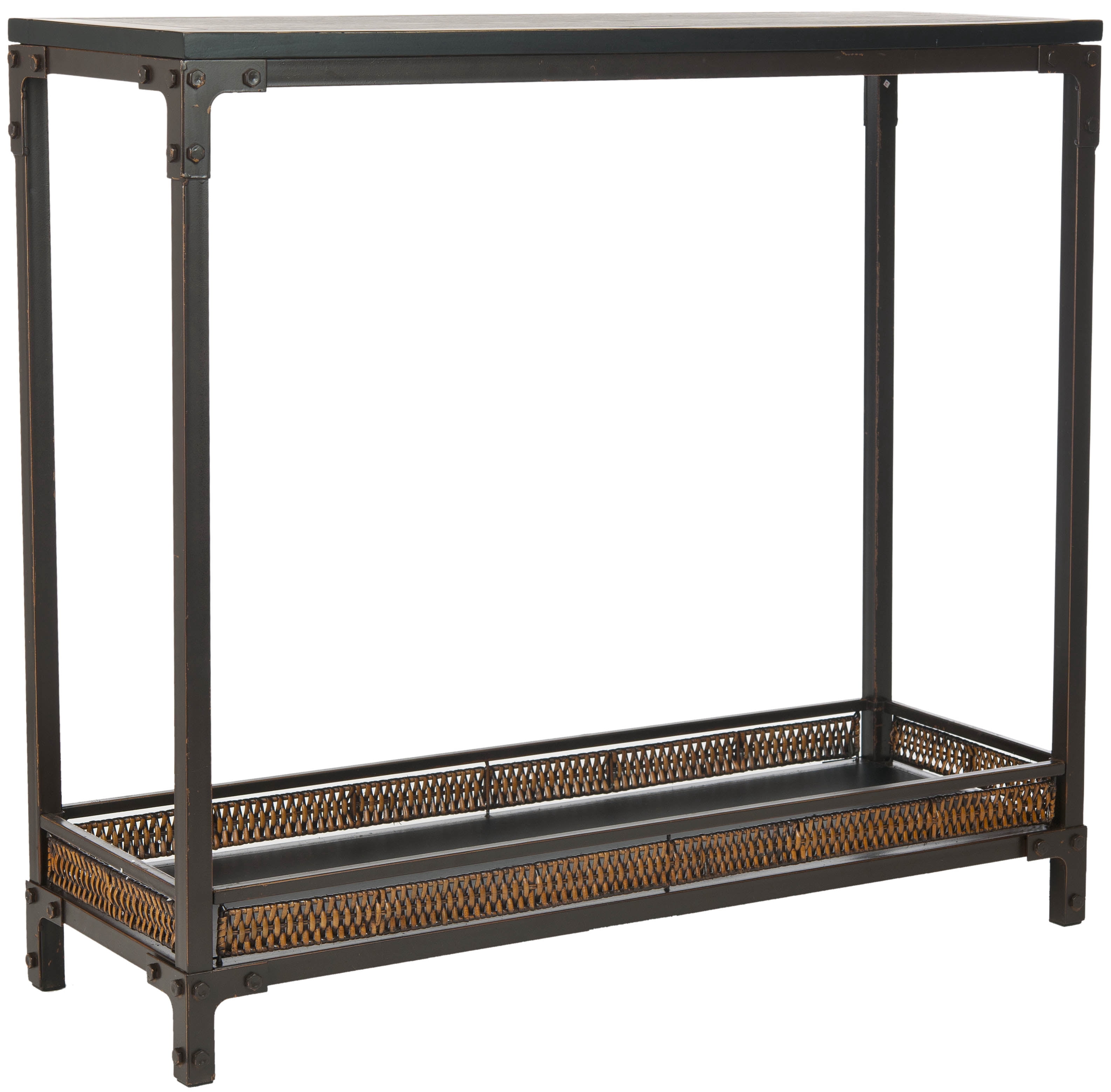 SAFAVIEH Dinesh Industrial Console w/ Shelf, Black/ Dark Walnut