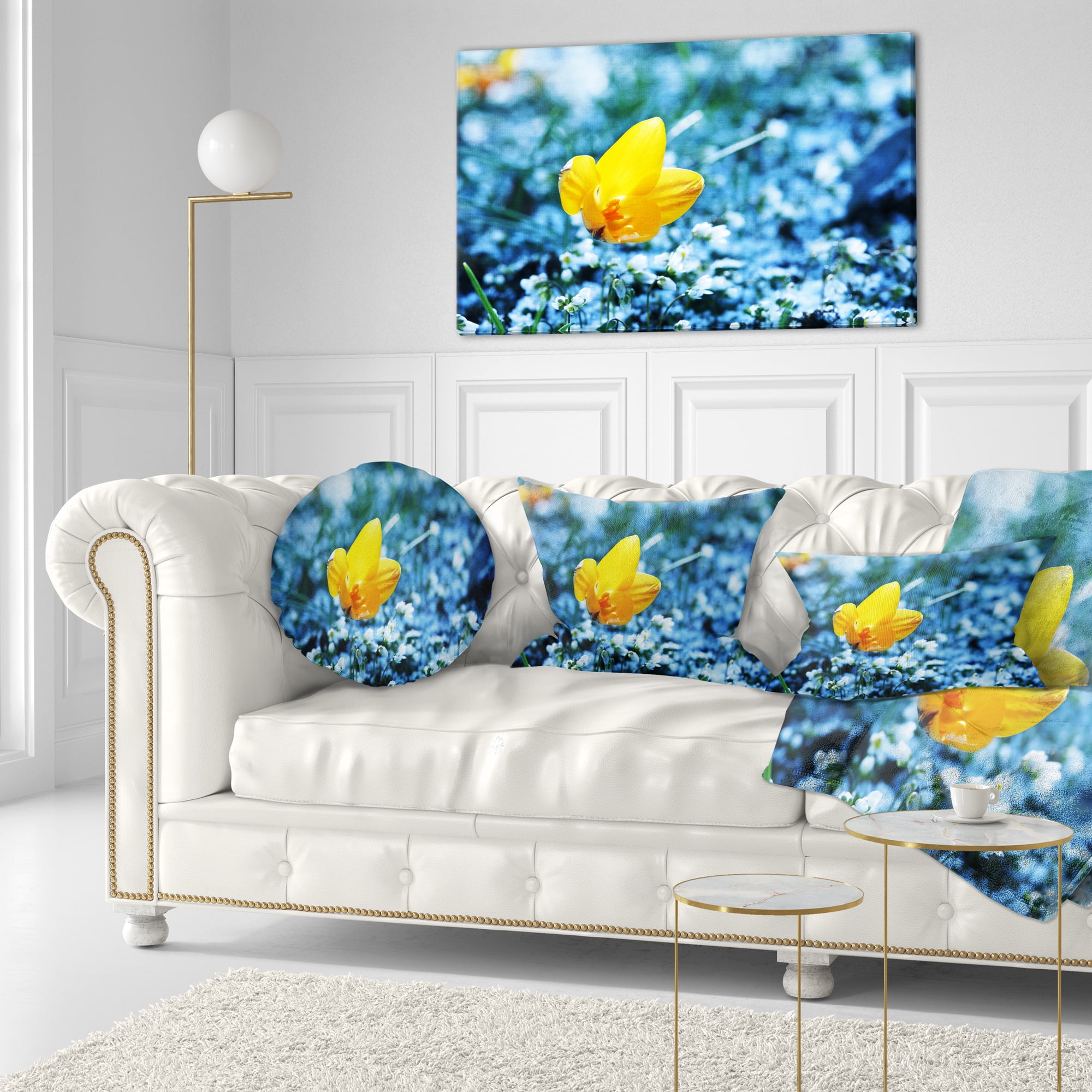 Designart 12" x 20" Yellow Polyester Throw Pillow
