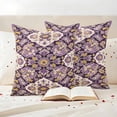 thumbnail image 3 of Purple Boho Outdoor Waterproof Pillow Covers, Ethnic Southwest Country Flowers Motifs Decorative Square Throw Pillowcase Sofa Cushion Sham for Patio/Couch/Chair, 26"x26" 2 Pack, 3 of 8