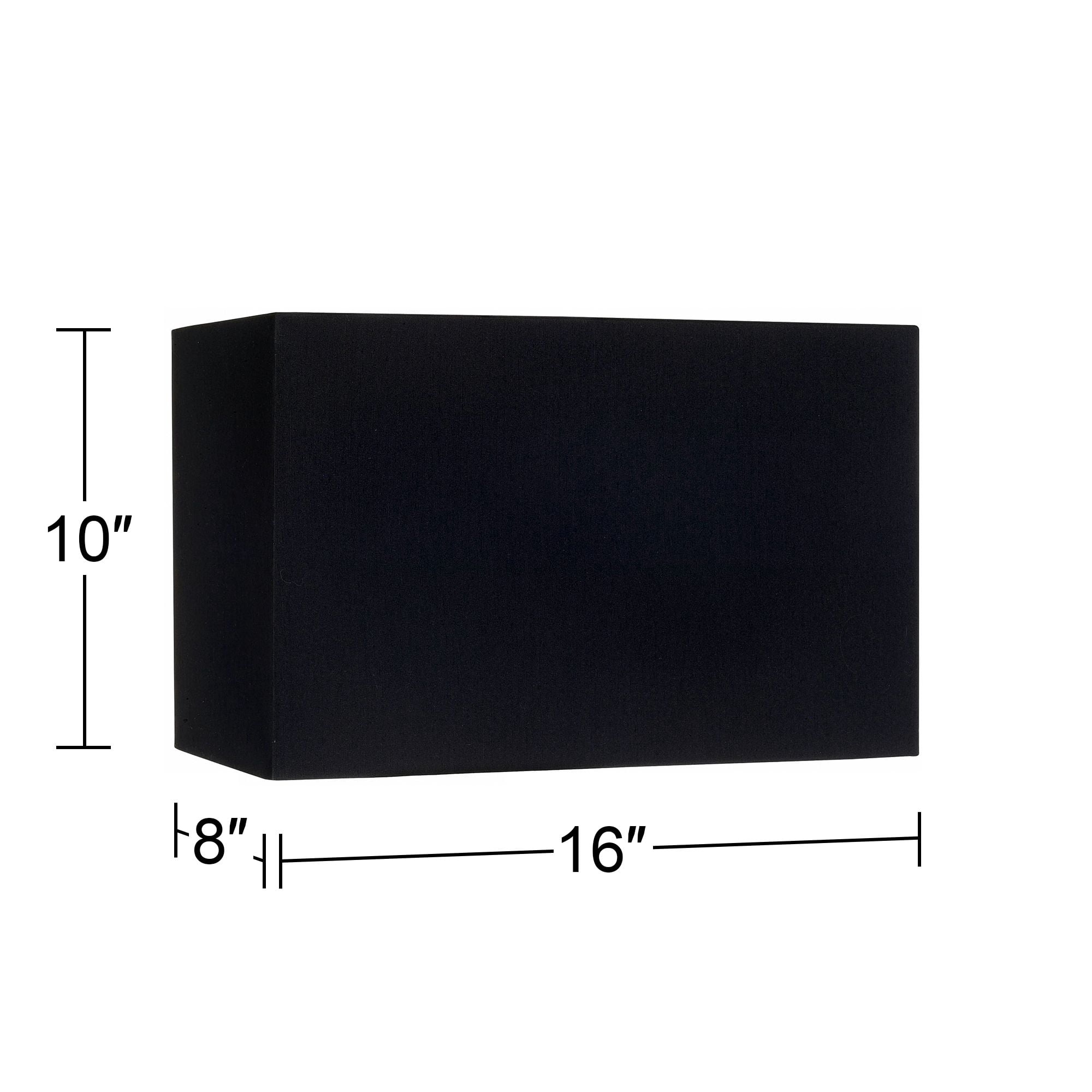 Springcrest Set of 2 Rectangular Lamp Shades Black Medium 16" Wide x 8" Deep x 10" High Spider Replacement Harp and Finial Fitting